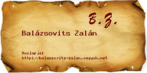 Balázsovits Zalán névjegykártya